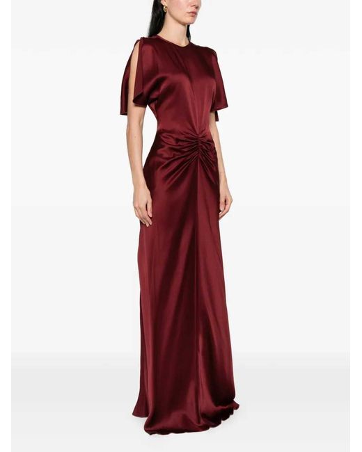 Victoria Beckham Red Ruched Maxi Dress