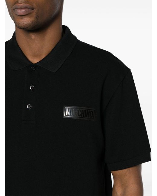 Moschino Black Polo Shirt With Patch for men