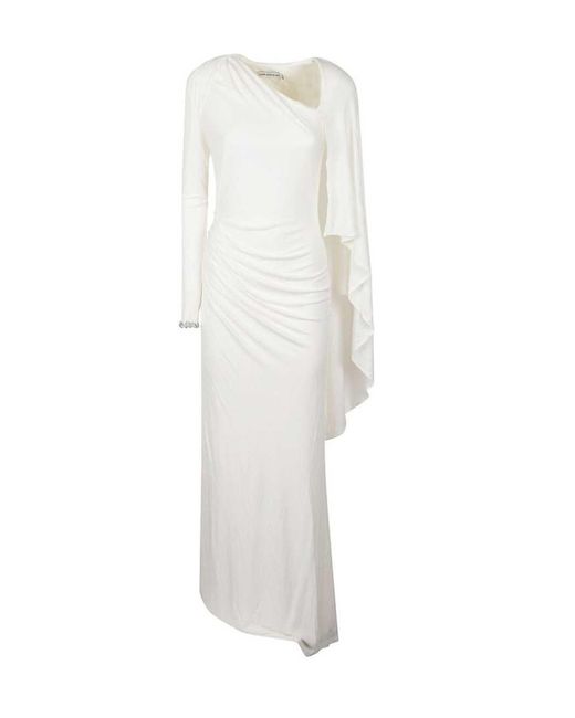 Self-Portrait White Long Draped Dress