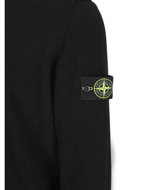Stone Island Black Crew-Neck Sweatshirt With Logo Patch for men