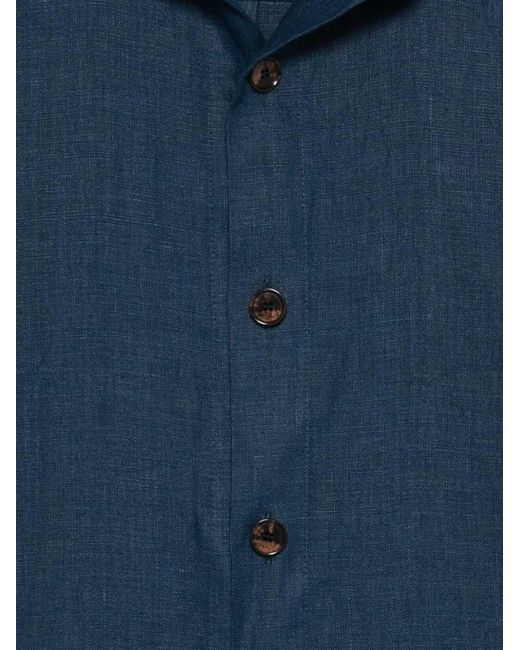 Sartorio Napoli Blue Linen Blend Field Jacket for men