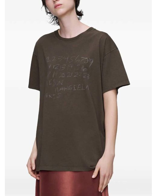 Maison Margiela Green T-Shirt With Number Motif