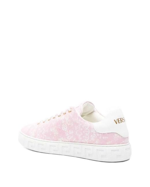 Versace Pink Low-Top Sneakers With Baroque Pattern