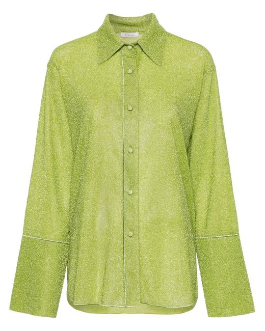 Oseree Green Shirt With Bell Sleeves With Wire