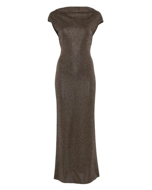 Max Mara Brown Dress With Lamé Detail