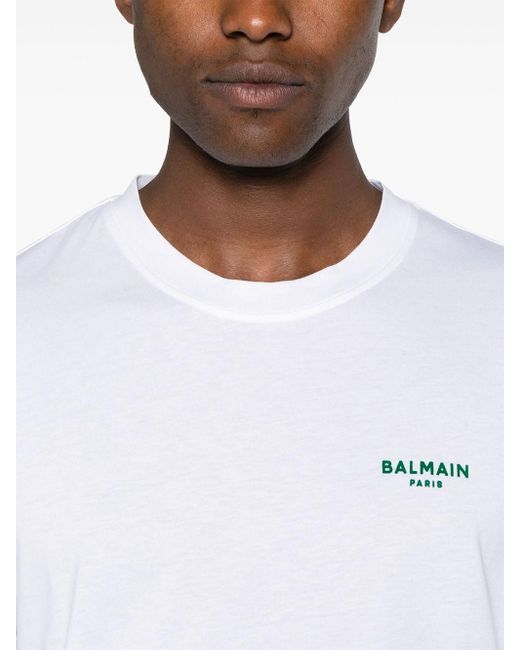 T-Shirt Con Applicazione Logo di Balmain in White da Uomo