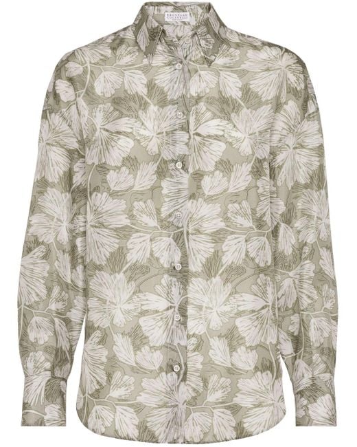 Brunello Cucinelli Gray Shirt With Print