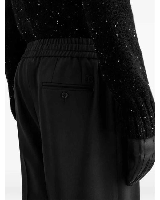 Dolce & Gabbana Black Dolce & Gabbana Wool Gabardine Jogging Trousers for men