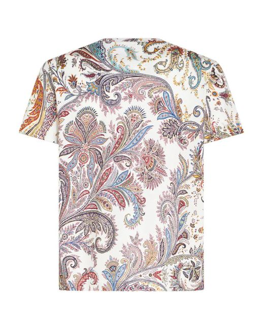 Etro White T-Shirt With Paisley Print for men