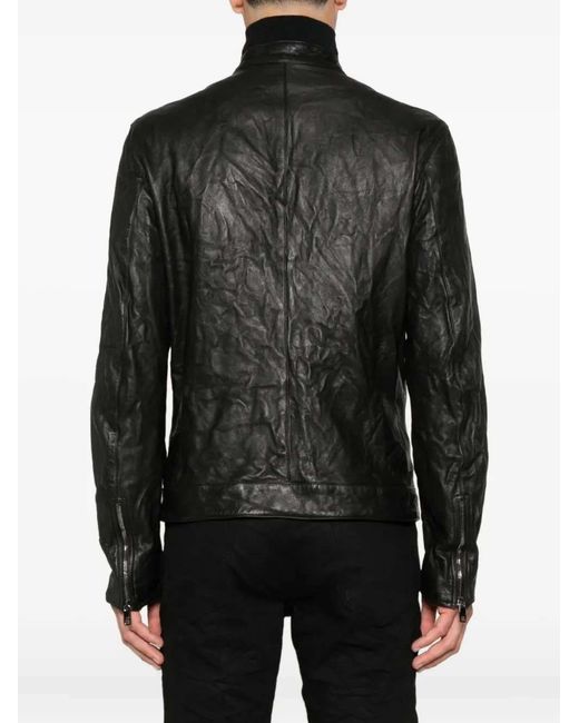 Dolce & Gabbana Black Lambskin Zip-Up Jacket for men