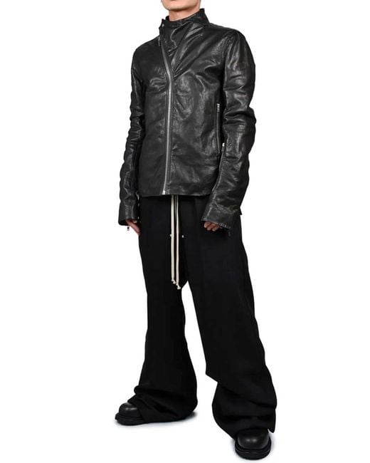 Rick Owens Black Padded Leather Jacket for men