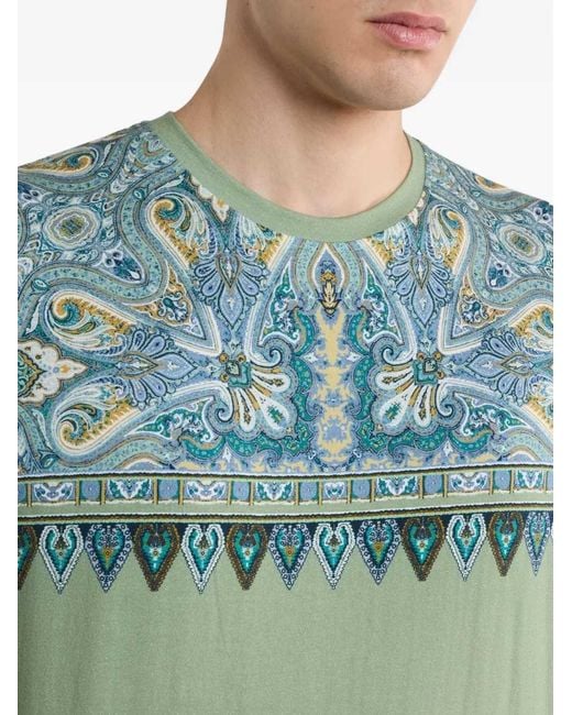 Etro Green Cotton T-Shirt Roma for men