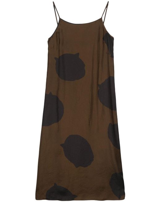 Uma Wang Brown Almeya Midi Dress With Abstract Print
