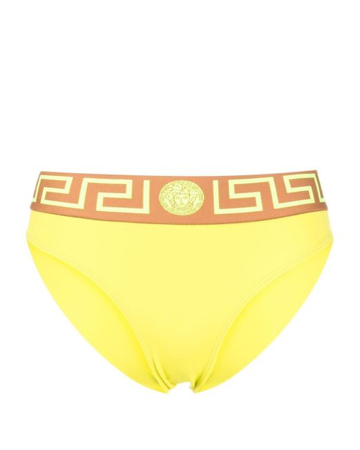 Versace Yellow Greca-jacquard Bikini Bottoms
