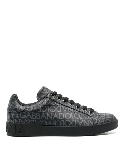 Sneakers Portofino Con Logo Jacquard di Dolce & Gabbana in Black da Uomo