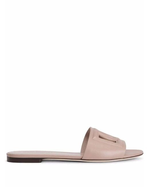 Dolce & Gabbana Pink Leather Sandals With Dg Logo