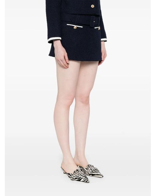 Self-Portrait Blue Bouclé Wool Skort