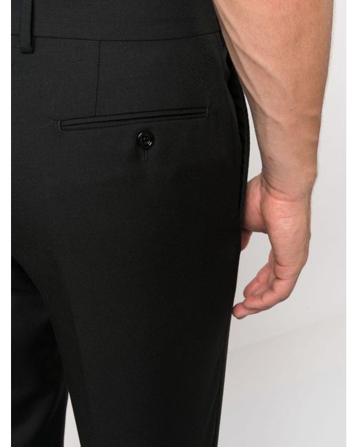 Lardini Black Tapered Leg Trousers With Ironed Crease for men