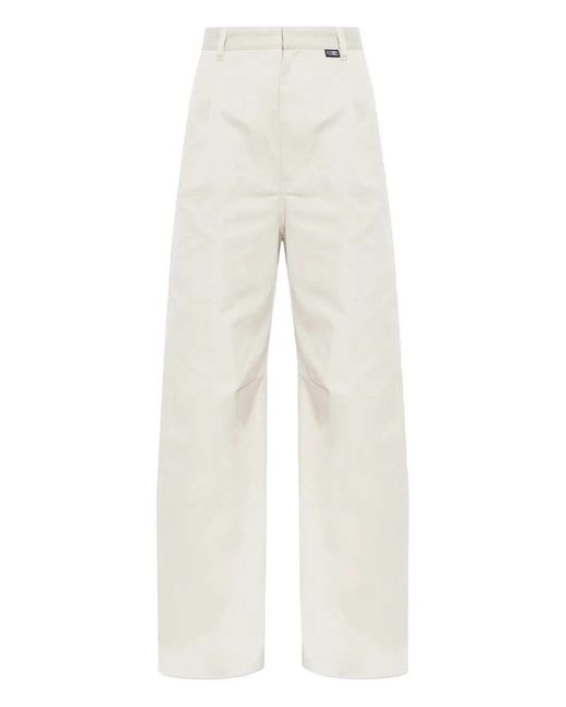 MM6 by Maison Margiela White Wide-Leg Pleated Trousers
