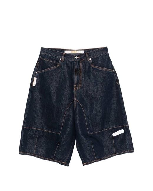 PDF Blue Denim Shorts With Contrasting Stitching for men