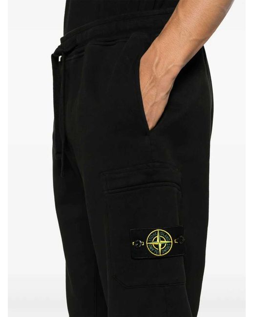 Stone Island Black Compass Badge Joggers for men