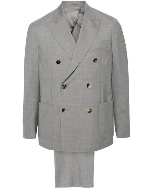 Lardini Gray Double-Breasted Wool Suit for men