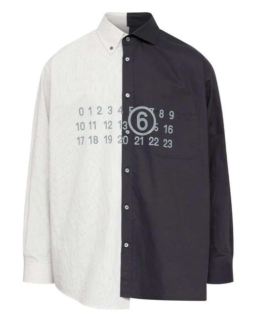 MM6 by Maison Margiela Blue Two-Tone Long-Sleeved Shirt for men