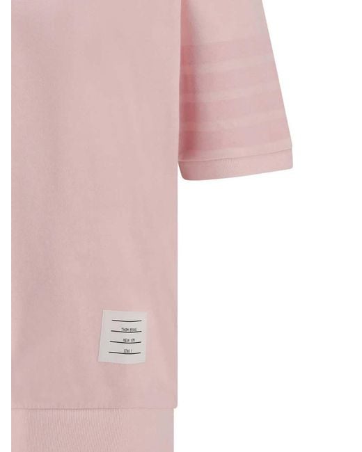Thom Browne Pink Short-Sleeved T-Shirt With Ribbed Cuffs for men