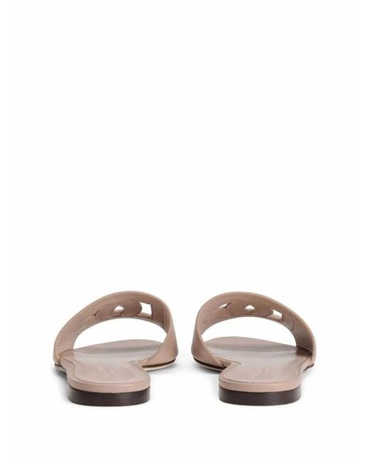 Dolce & Gabbana Pink Leather Sandals With Dg Logo