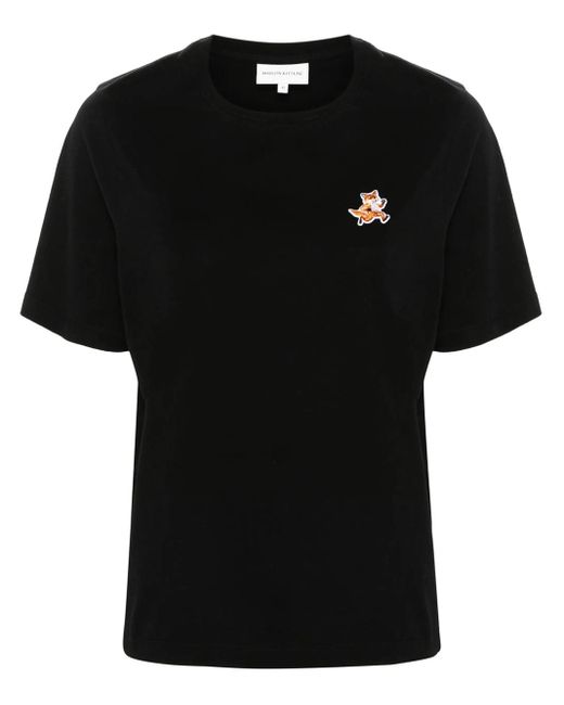 T-Shirt Con Applicazione Speedy Fox di Maison Kitsuné in Black
