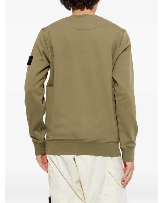 Stone Island Green Logo-Patch Sweater for men