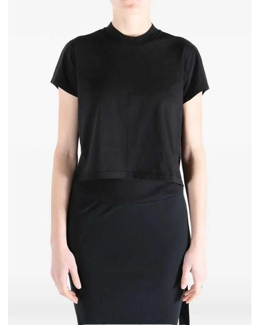 Rick Owens Black Ribbed Neckline T-Shirt