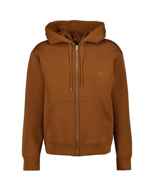 MM6 by Maison Margiela Brown Regular-Fit Zip-Up Hoodie for men
