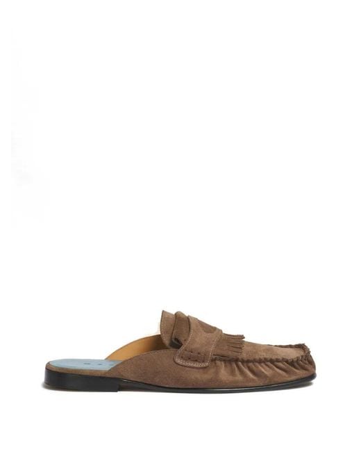 Marni Brown Fringed Clogs for men