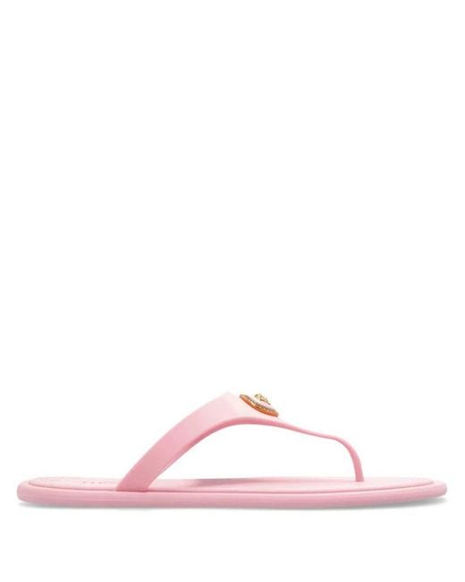 Versace Pink Thong-Style Sandals With Intricate Embossed Footbed