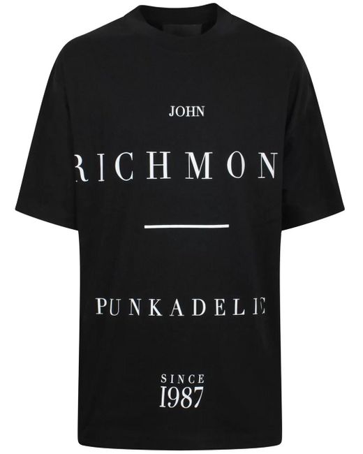 John Richmond Black T-Shirt With Central Logo For for men