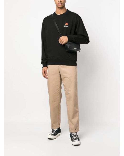 KENZO Black Cotton Sweatshirt With Logo Print for men