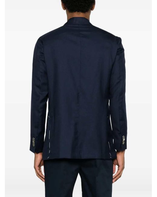 Sartorio Napoli Blue Double-Breasted Jacket for men