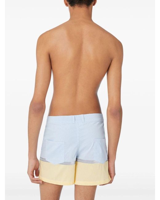Gcds Blue Printed Striped Swim Shorts for men