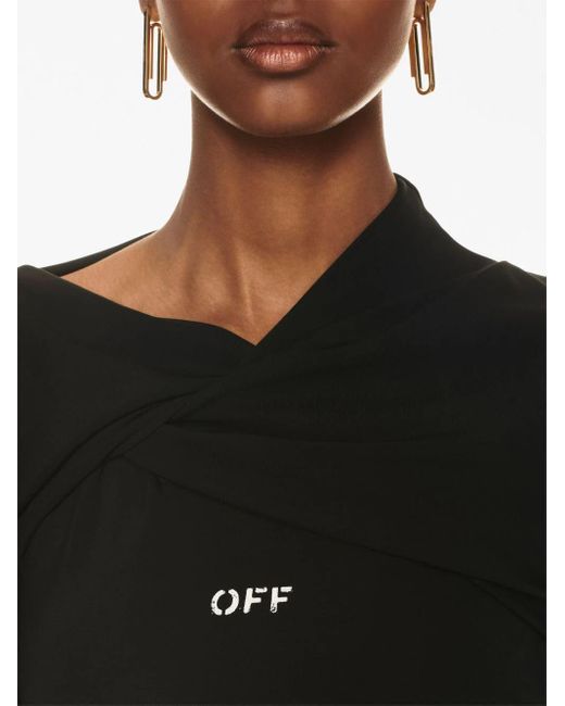 Off-White c/o Virgil Abloh Black Off- Short Dress With Off Stamp Crossover