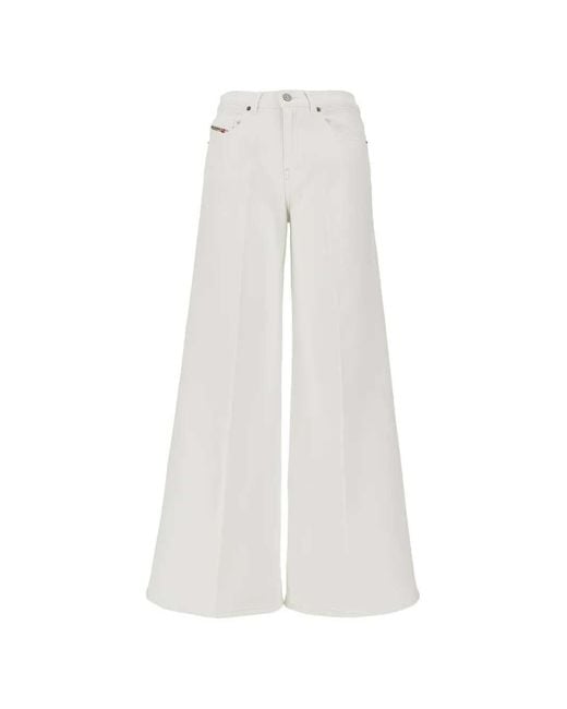 DIESEL White Wide-Leg High-Waist Jeans