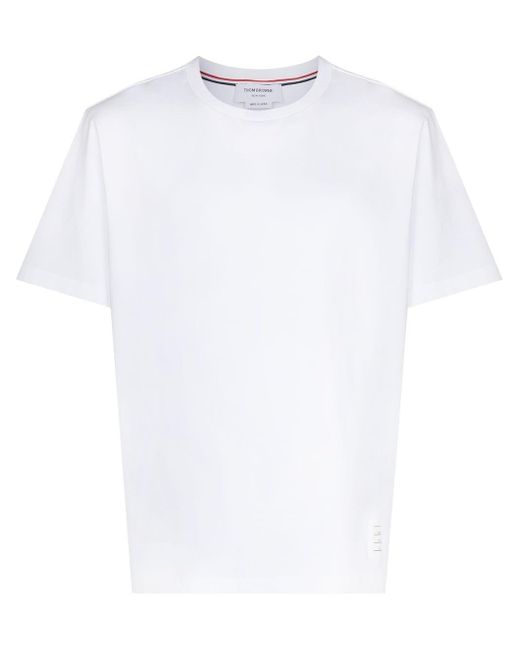 T-Shirt Con Applicazione di Thom Browne in White da Uomo
