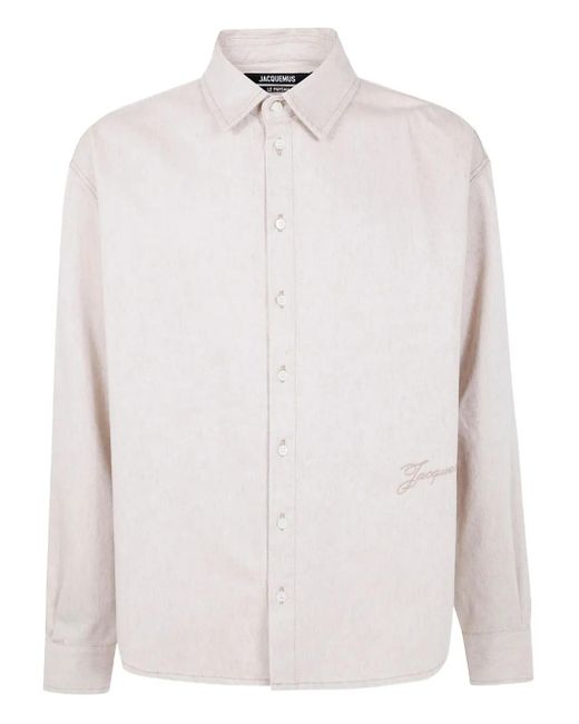 Jacquemus White Embroidered Shirt for men
