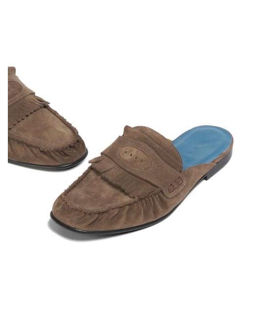 Marni Brown Fringed Clogs for men
