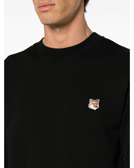 Maison Kitsuné Black Sweatshirt With Application for men