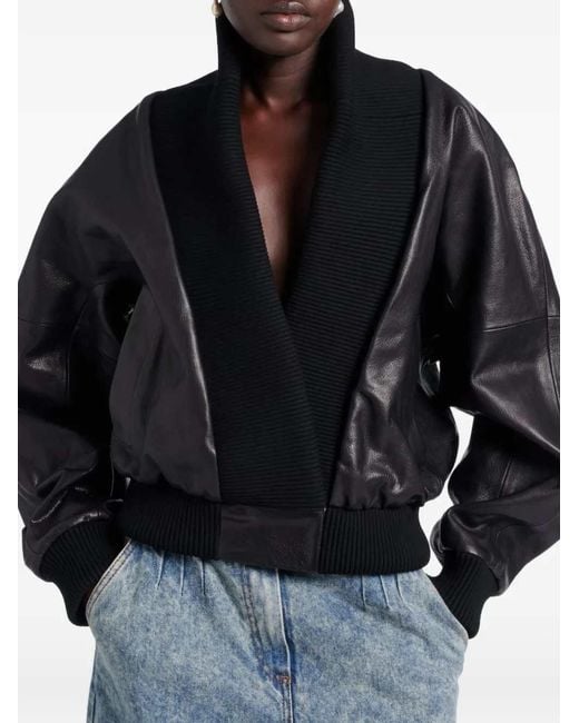 Magda Butrym Black Ribbed Leather Jacket