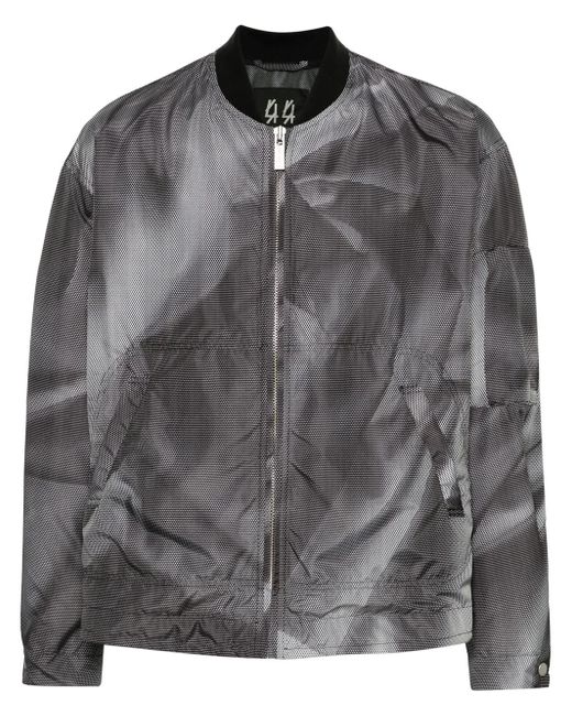 44 Label Group Gray Crinkle Bomber Jacket With Graphic Print for men