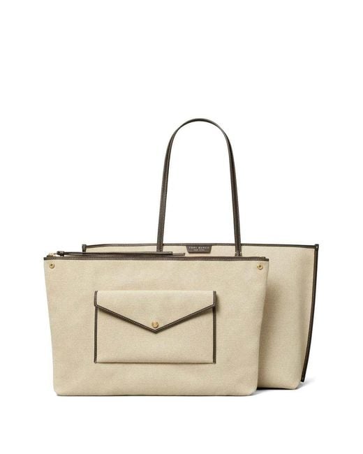 Tory Burch Natural Sac Cabas Perry En Toile