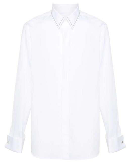 Lardini White Cotton Shirt With Beaded Details for men