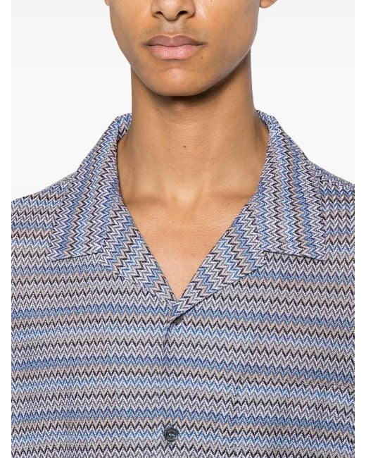 Missoni Blue Shirt With Chevron Pattern for men